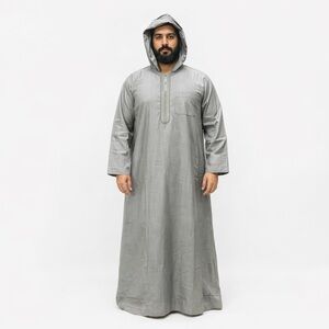 Mens Embroidered Designer Jubba Muslim Thobe Quality Abaya Beige Sz 58 XL NEW!